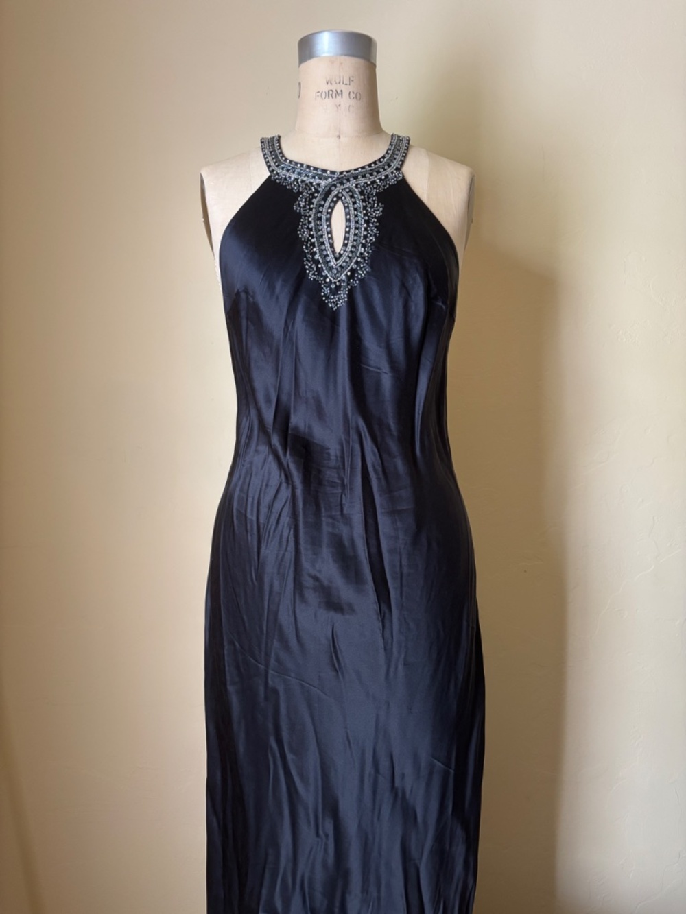 Vintage Y2K VICTORIA'S SECRET 100 SILK Low Back Halter SLIP DRESS Embroidered SM - Picture 3 of 11